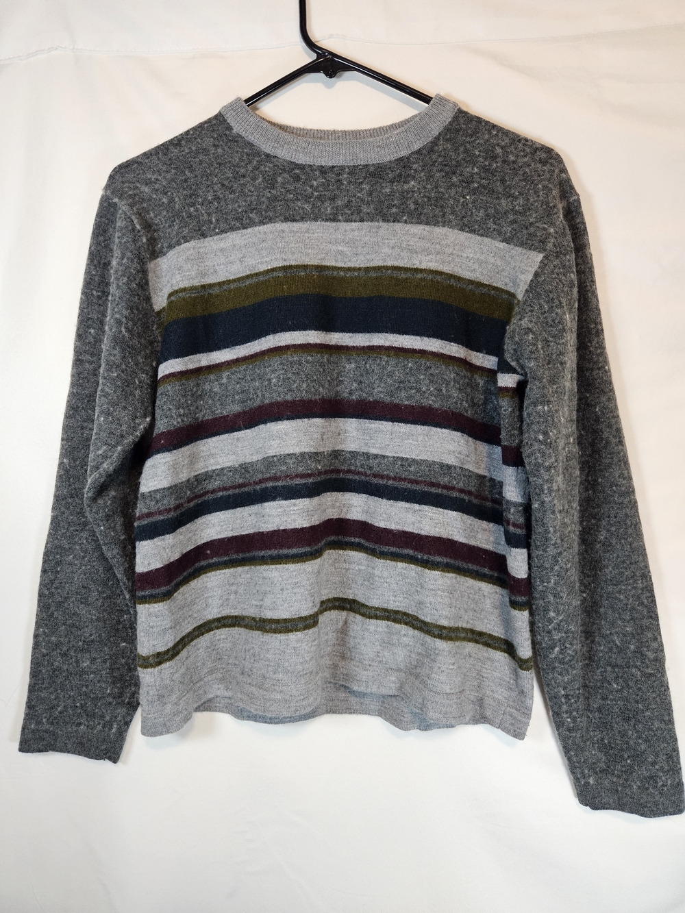 Mossimo Supply Co. Gray Wool Blend Crewneck Sweater with Stripes